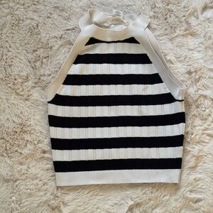 Striped Black and White Sleeveless Top